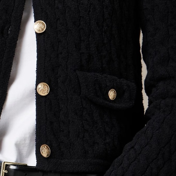 J. Crew 
Odette cable-knit sweater lady jacket in cotton-blend bouclé CB891 - Picture 2 of 4